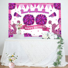 Aperturee - Glitter Pink Cheerleading Happy Birthday Backdrop