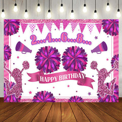 Aperturee - Glitter Pink Cheerleading Happy Birthday Backdrop