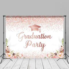 Aperturee - Glitter Pink Floral Grad Party Photography Backdrop