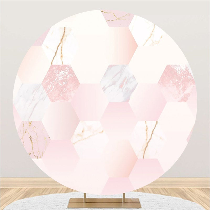 Aperturee Glitter Pink Gradient And Gold Themed Round Backdrop