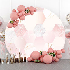 Aperturee Glitter Pink Gradient And Gold Themed Round Backdrop