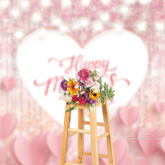 Aperturee - Glitter Pink Heart Bokeh Mothers Day Photo Backdrop