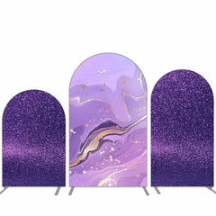 Aperturee Glitter Purple Golden Marbling Party Arch Backdrop Kit