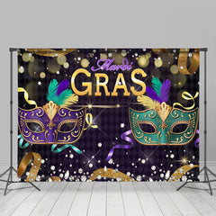 Aperturee - Glitter Purple Green Masquerade Mardi Gras Backdrop