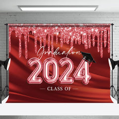 Aperturee - Glitter Red Class Of 2024 Grad Backdrop For Photos