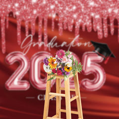 Aperturee - Glitter Red Class Of 2025 Grad Backdrop For Photos