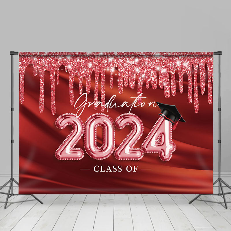 Aperturee - Glitter Red Class Of 2024 Grad Backdrop For Photos