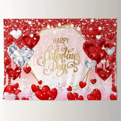 Aperturee - Glitter Red Diamond Happy Valentines Day Banner