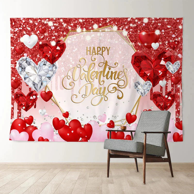 Aperturee - Glitter Red Diamond Happy Valentines Day Banner