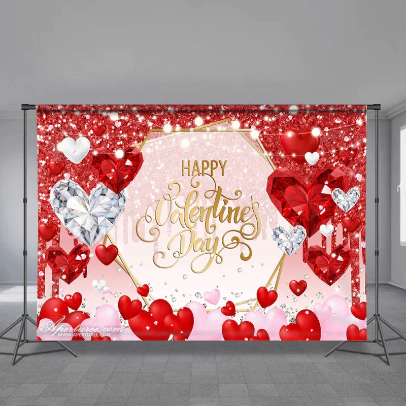 Aperturee - Glitter Red Diamond Happy Valentines Day Banner