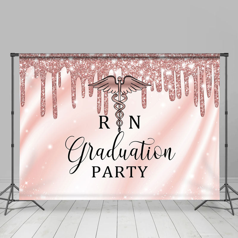 Aperturee - Glitter Rose Gold Girls Graduation Party Backdrop