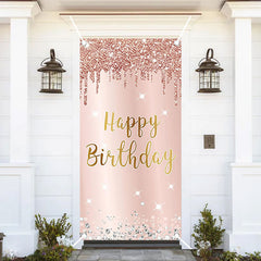 Aperturee - Glitter Rose Gold Girls Happy Birthday Door Cover