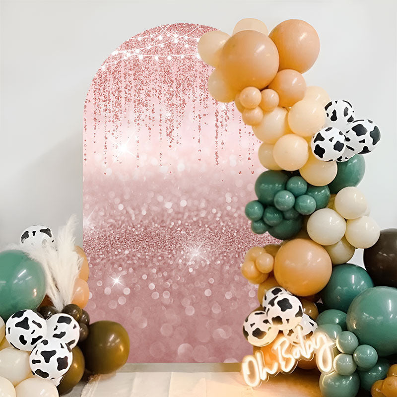 Aperturee - Glitter Rose Gold Party Double Sided Arch Backdrop