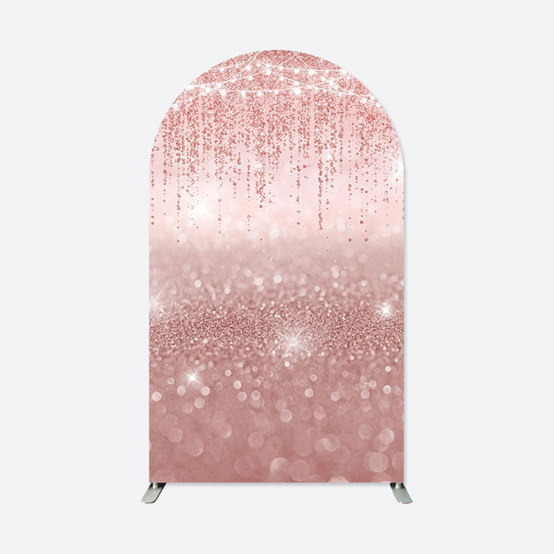 Aperturee - Glitter Rose Gold Party Double Sided Arch Backdrop