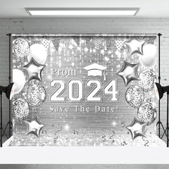 Aperturee - Glitter Silver Balloons Bokeh Graduation Backdrop