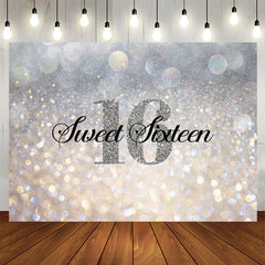 Aperturee - Glitter Silver Bokeh Sweet Sixteen Birthday Backdrop