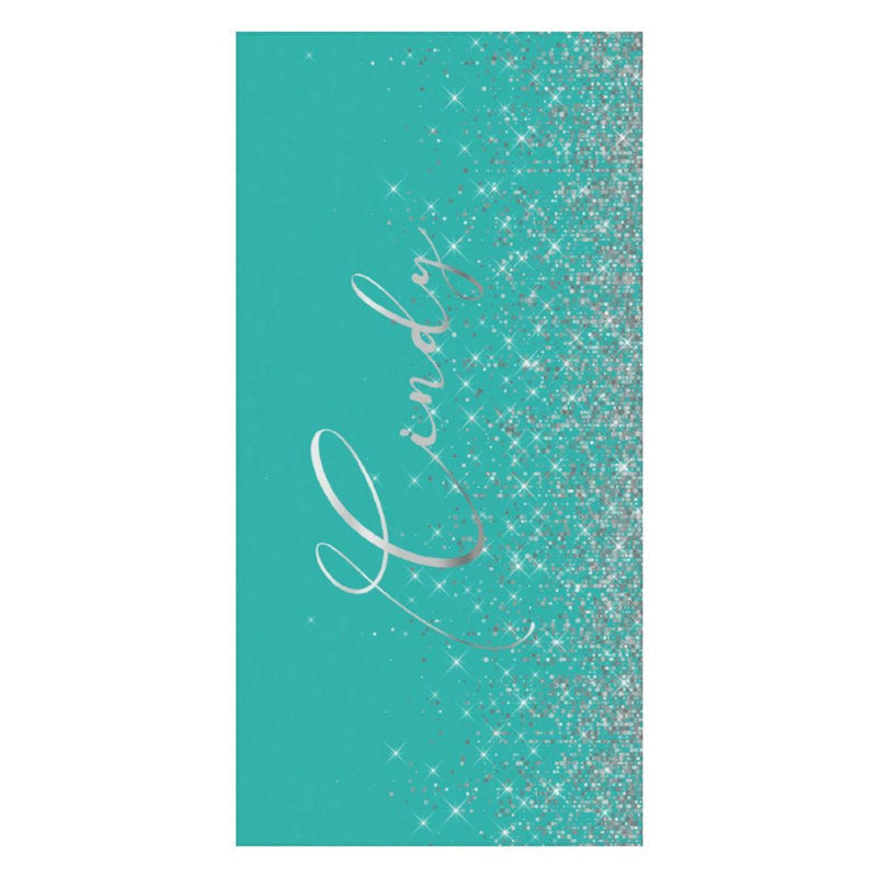 Aperturee - Glitter Silver Custom Name Summer Beach Towel