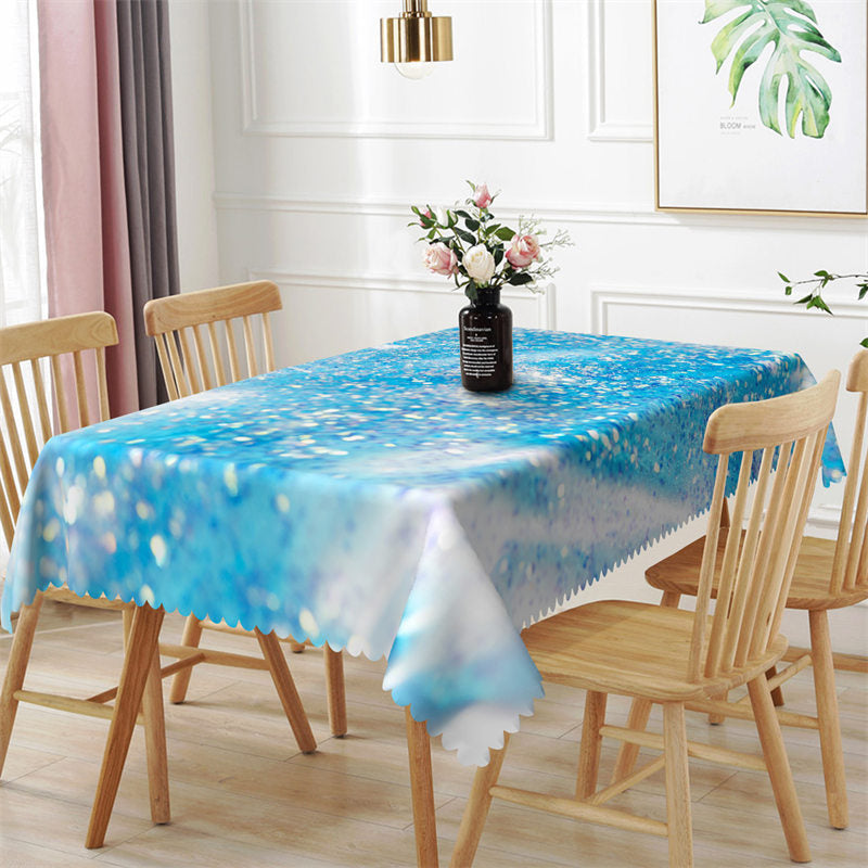 Aperturee - Glitter Spar Sea Blue Color Rectangle Tablecloth