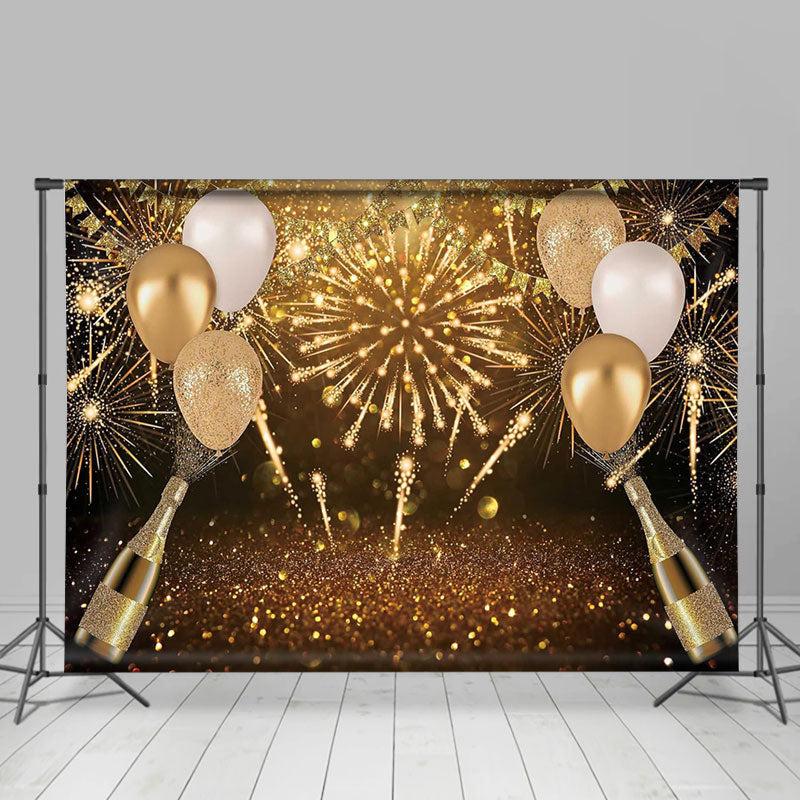 Aperturee - Glitter Sparkle Champagne Balloon New Year Backdrop