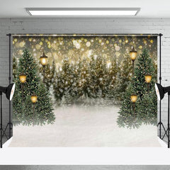 Aperturee - Glitter Street Lamp Snowfield Tree Winter Backdrop