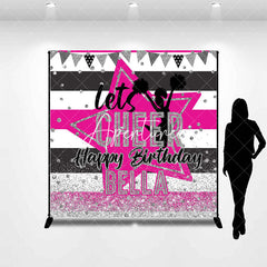 Aperturee - Glitter Stripe Star Cheer Up Custom Birthday Backdrop