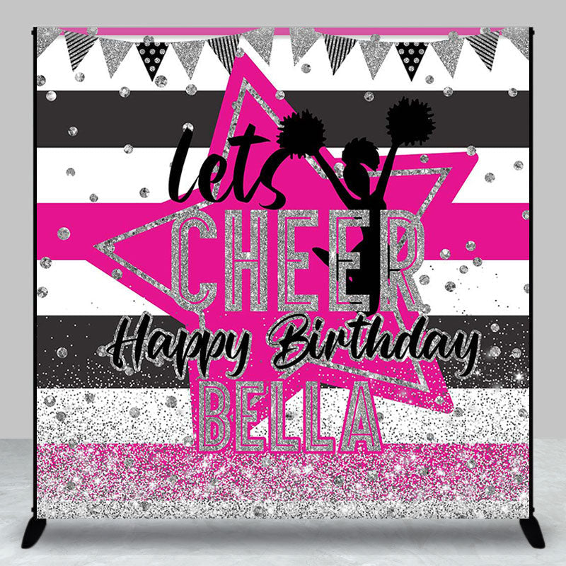 Aperturee - Glitter Stripe Star Cheer Up Custom Birthday Backdrop