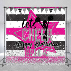 Aperturee - Glitter Stripe Star Cheer Up Custom Birthday Backdrop