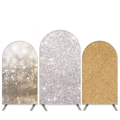 Aperturee Glitter Theme Gold and Silver Arch Backdrop Kit for Birthday