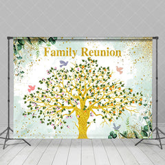 Aperturee - Glitter Tree Green Leaves Family Reunion Backdrop