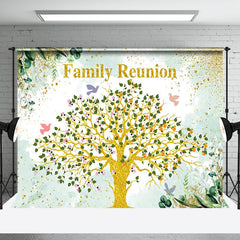 Aperturee - Glitter Tree Green Leaves Family Reunion Backdrop