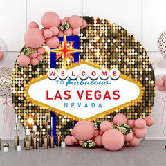 Aperturee Glitter Welcome To Las Vegas Fabulous Round Backdrop