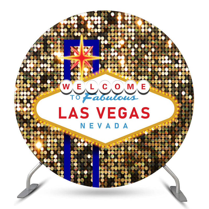 Aperturee Glitter Welcome To Las Vegas Fabulous Round Backdrop