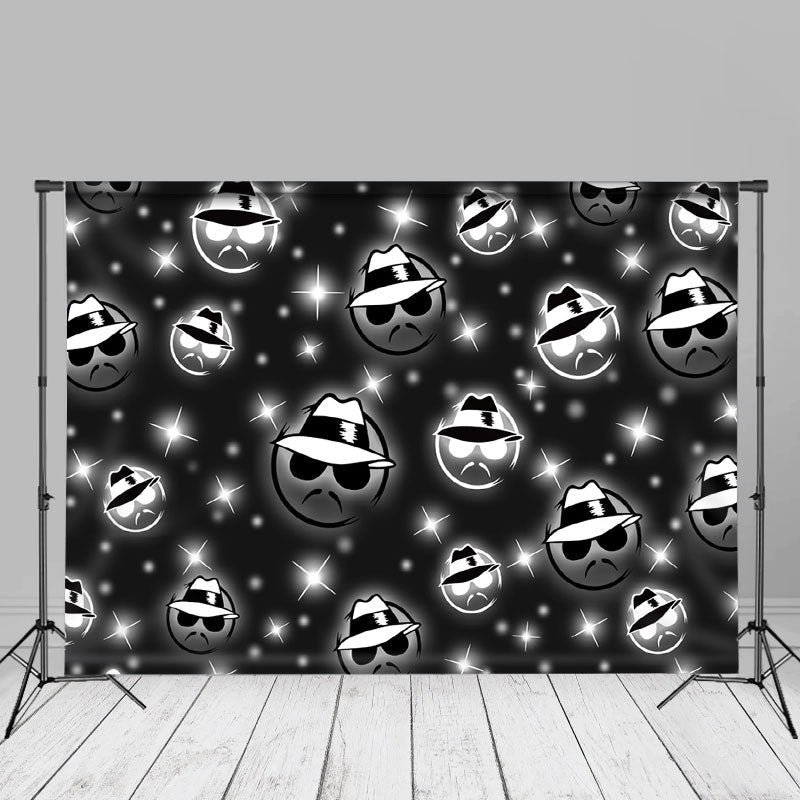 Aperturee - Glitter White Black Man Fathers Day Backdrop For Photo