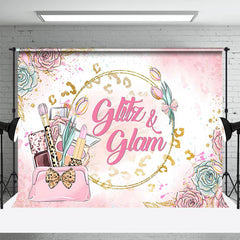 Aperturee - Glitz Glam Pink Floral Make Up Backdrop For Girl