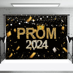 Aperturee - Glod Crown Ribbons Happy 2024 Graduation Backdrop