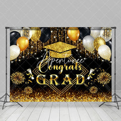 Aperturee - Gloden Glitter Balloon Tassel Graduation Backdrop