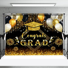 Aperturee - Gloden Glitter Balloon Tassel Graduation Backdrop