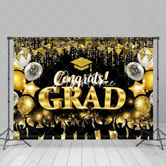 Aperturee - Gloden Glitter Tassel Balloon Graduation Backdrop