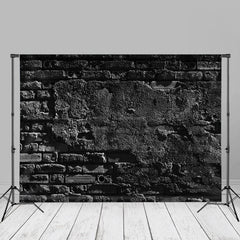 Aperturee - Gloomy Black Brick Wall Portrait Photo Backdrop