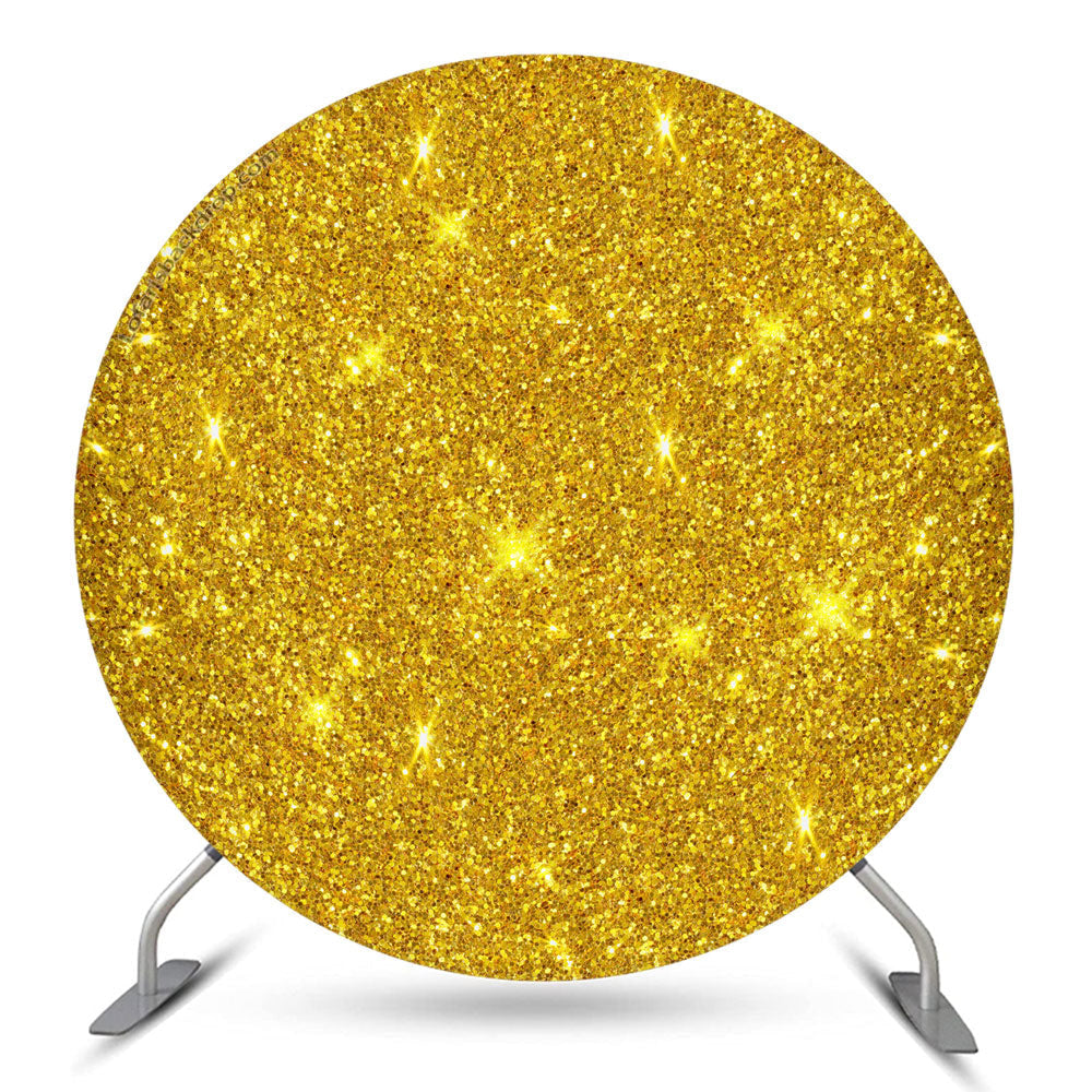 Aperturee Glowing Gold Spark Simple Round Birthday Backdrop