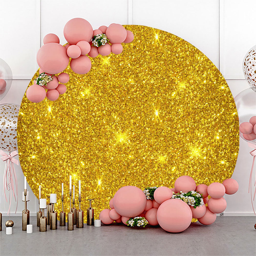 Aperturee Glowing Gold Spark Simple Round Birthday Backdrop