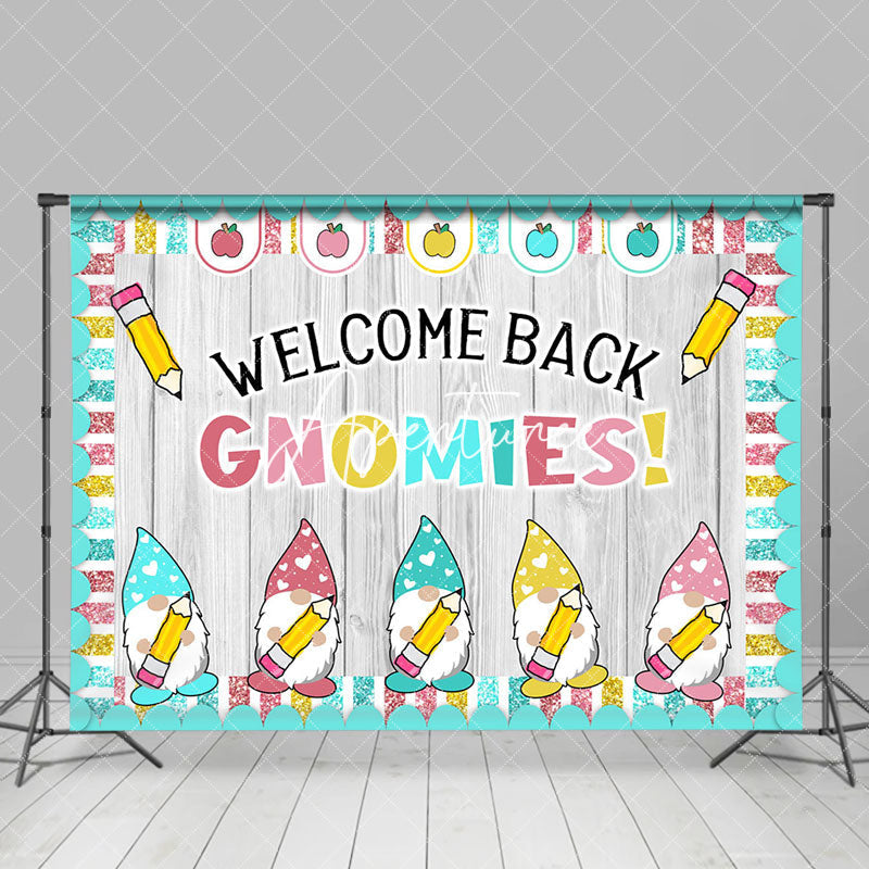 Aperturee - Gnomies Green Wooden Welcome Back To School Backdrop