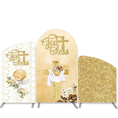 Aperturee God Bless Glitter Angel Baby Shower Arch Backdrop Kit