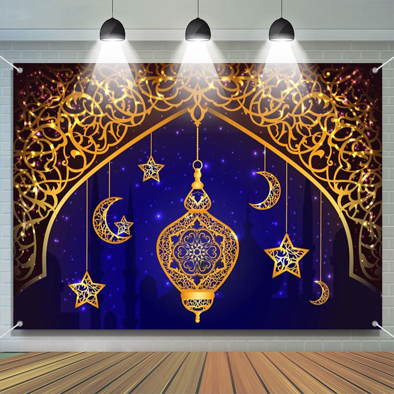 Aperturee - Gold Accessories Pendant Lantern Ramadan Backdrop