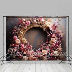 Aperturee - Gold Arch Peeling Wall Colorful Flower Backdrop