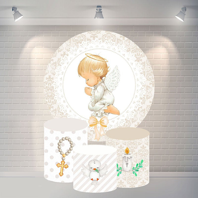 Aperturee Gold Baby And Wing Round Shower Backdrop For Party