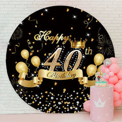 Aperturee - Gold Ballons And Diamond Round 40th Birthday Backdrop