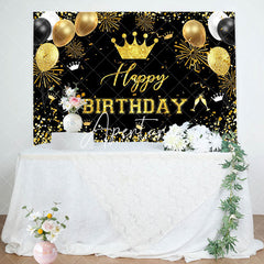 Aperturee - Gold Balloon Champagne Happy Birthday Party Backdrop