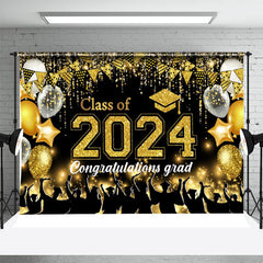 Aperturee - Gold Balloon Glitter Student Graduation Backdrop