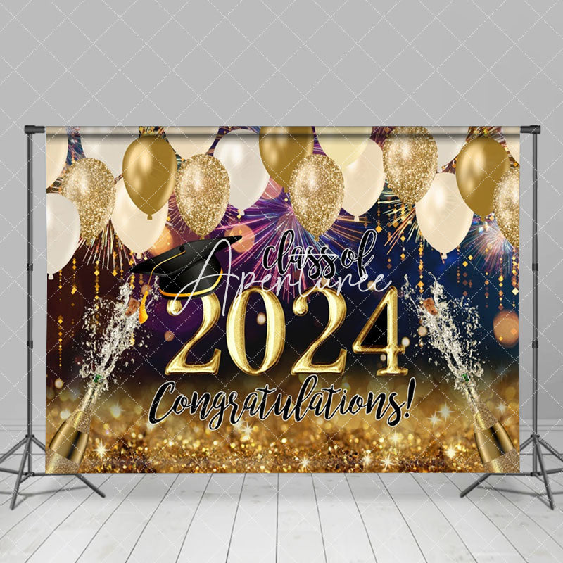 Aperturee - Gold Balloon Sparkling Champagne Graduation Backdrop